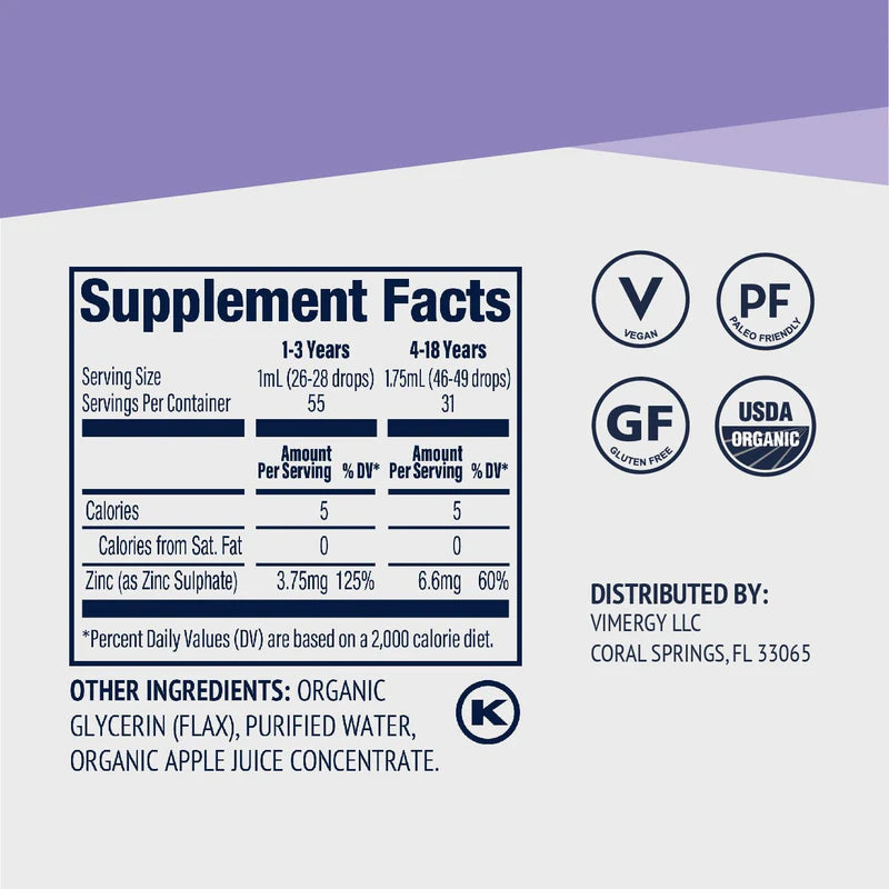 Vimergy Kids Organic Liquid Zink – 55 ml