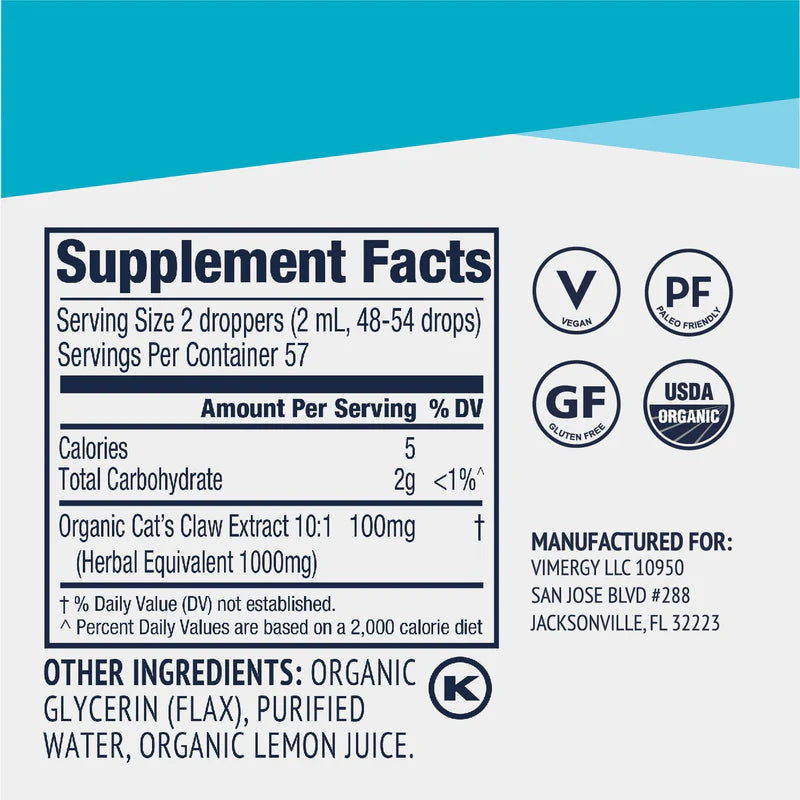 Vimergy Organic Liquid Cat's Claw – 115 ml